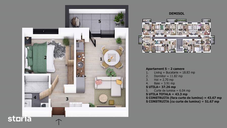 Apartament cu 2 camere în Central