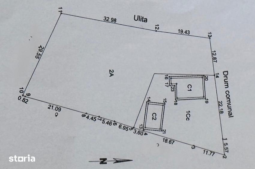 Casă cu 2 camere cu Teren 2040 Mp în Siminicea
