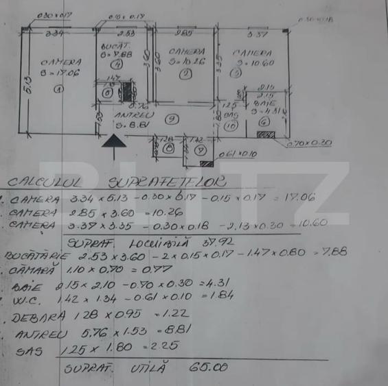 Apartament cu 3 camere decomandat, mobilat în Mărăști