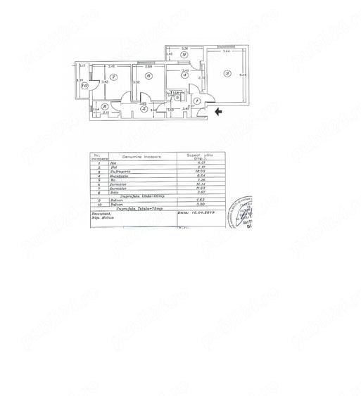 Apartament cu 3 camere decomandat în Central
