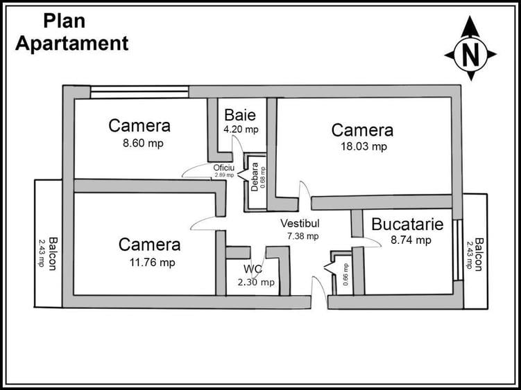 Apartament cu 3 camere decomandat în Vitan