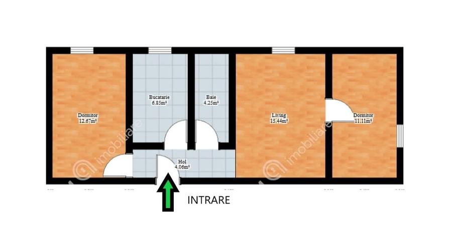 Apartament cu 3 camere nedecomandat în Terezian