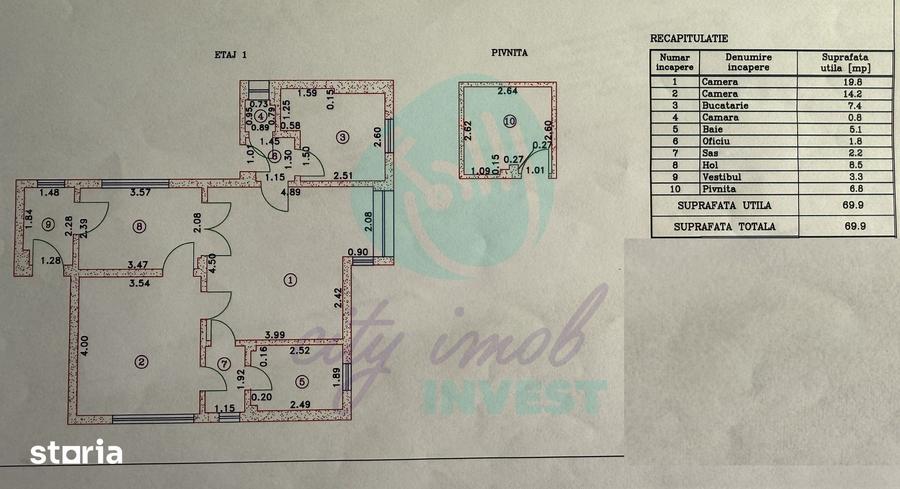 Apartament cu 2 camere în Moșilor