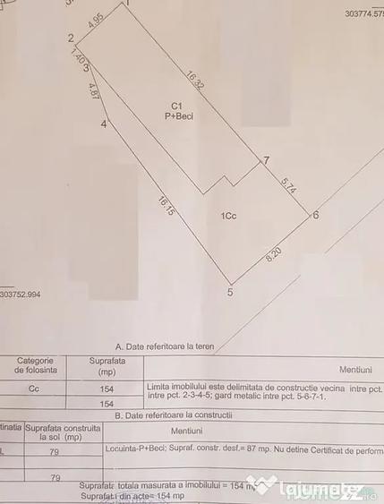 Casă cu 3 camere cu Teren 154 Mp în Central