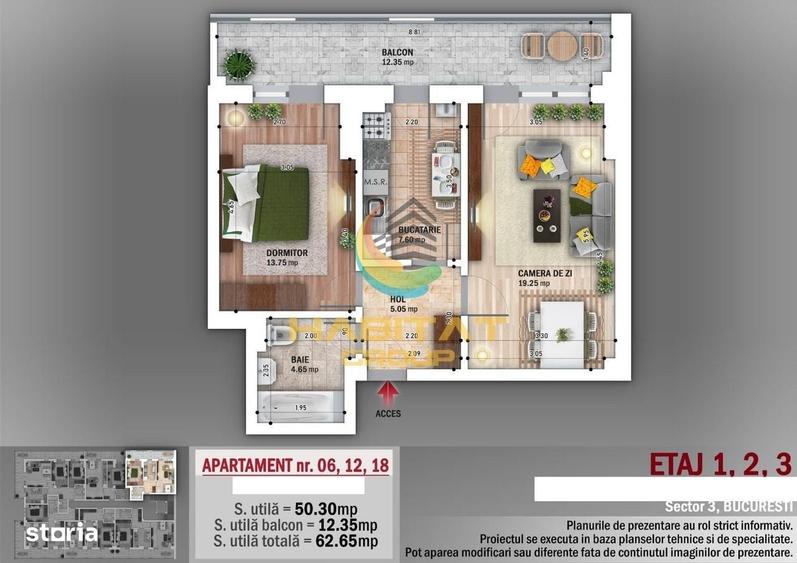 Apartament cu 2 camere decomandat în Titan