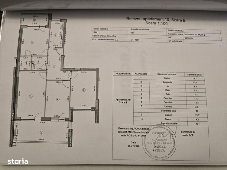 Apartament cu 3 camere în Central