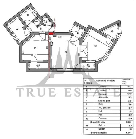 Apartament cu 2 camere nedecomandat în Dacia