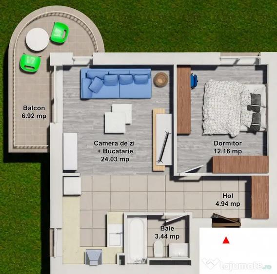 Apartament cu 2 camere decomandat în Ștefăneștii de Jos