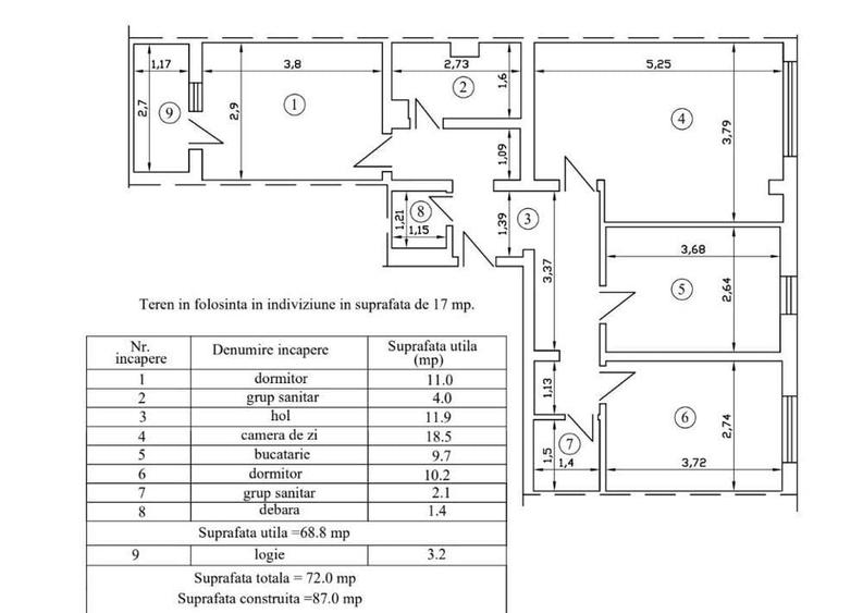 Apartament cu 3 camere decomandat în Central