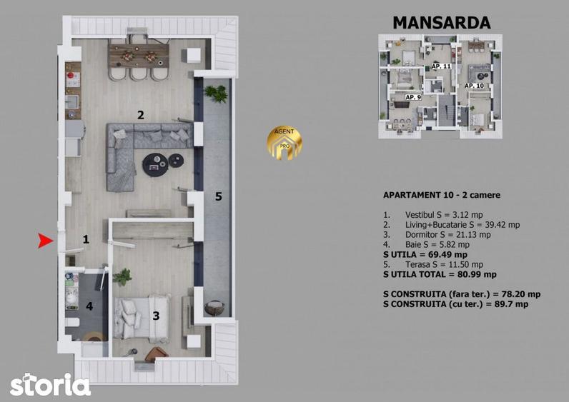 Apartament cu 2 camere în Central