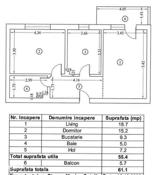 Apartament cu 2 camere decomandat în Tunari