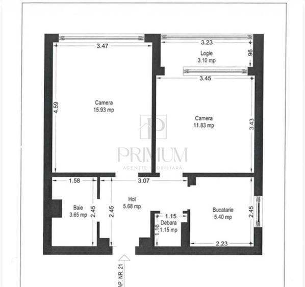 Apartament cu 2 camere decomandat, mobilat în Olimpia-Stadion