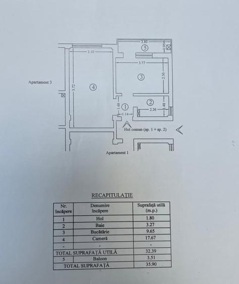Apartament cu 2 camere decomandat în Moara de Vânt