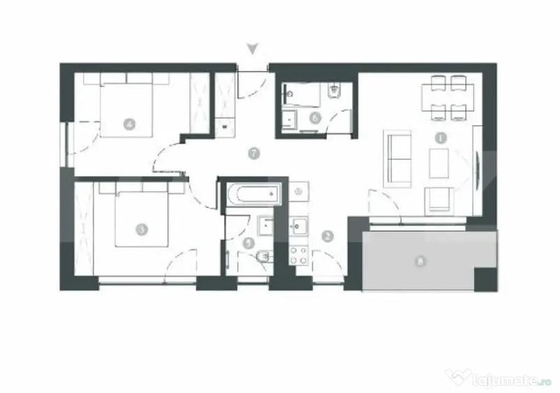 Apartament cu 3 camere semidecomandat în Vest