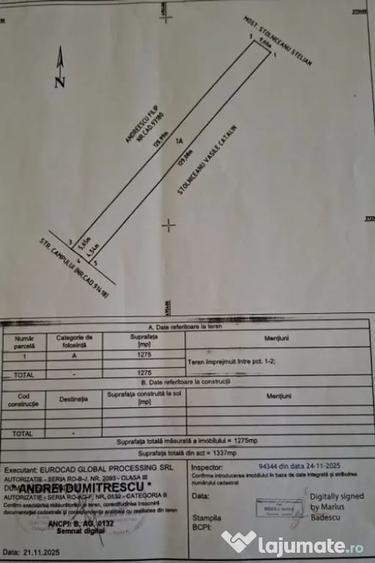 Vanzare Teren intravilan Stefanesti - Primarie str. Campului - 5