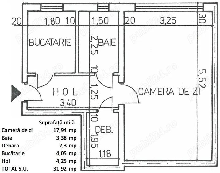 Garsoniera foarte mare 32mp, conf. 1A, decomandata, parter 9, la doar 1100Eur mp-util, proprietar - 1