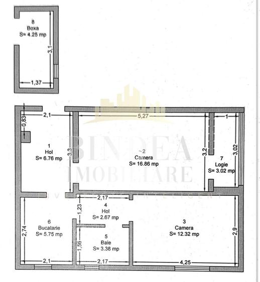 Apartament cu 2 camere decomandat în Cetății