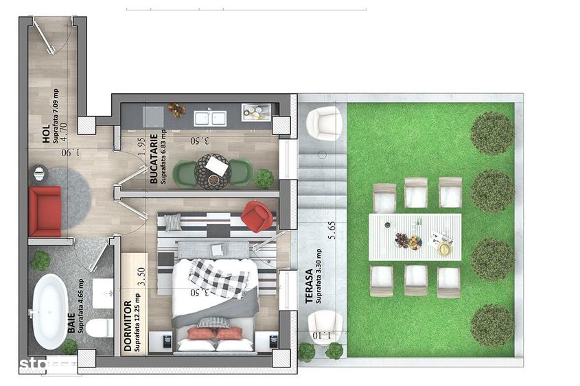 Capat CUG Apartament 1 camera 34m curte 25m - 8