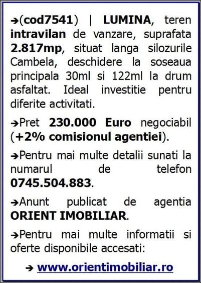 Lumina, teren intravilan 2.817mp de vanzare - 3