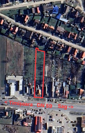 Sag - DN 59 -Casa si Teren 1876 mp - front 14 m - 5