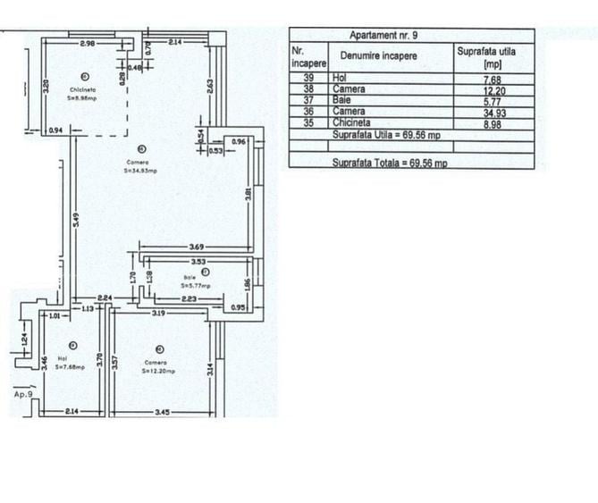 Apartament cu 2 camere în Aradului
