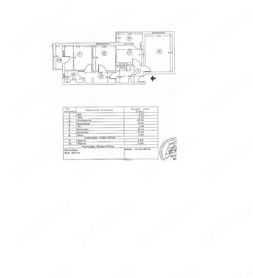 Apartament cu 3 camere decomandat în Central