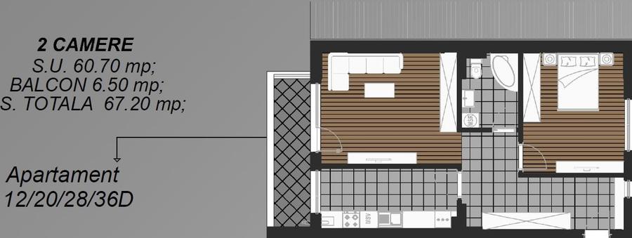 Apartament 2 camere bloc nou | 67 mp | Prima mutare  | Etaje multiple - 3