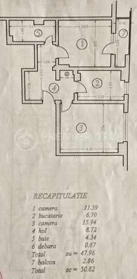 Apartament 2 camere, Dacia-Bicaz, 51mp, CT - 1