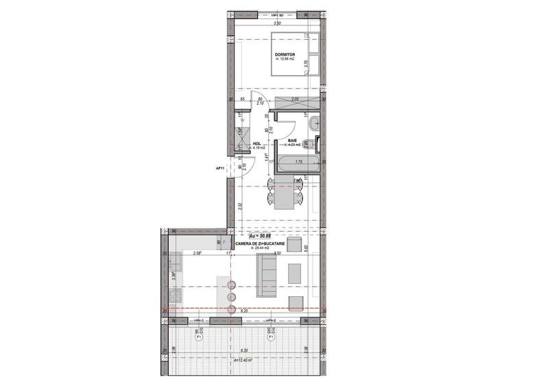 Apartament 2 camere | 51 mp utili cu terasa 12.4, orientare SUD | - 7