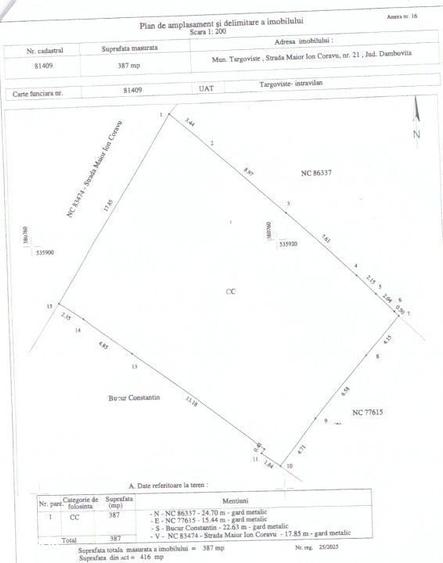 Comision 0 - Vanzare Teren 387 Mp, Curti-Constructii, Central In - 1