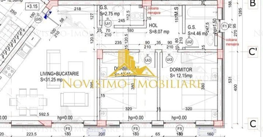NOVISIMO-IMOBILIARE: AP. CU 3 CAM. , DOUA BAI IN ZONA SEMICENTRALA, P+BOXA - 1