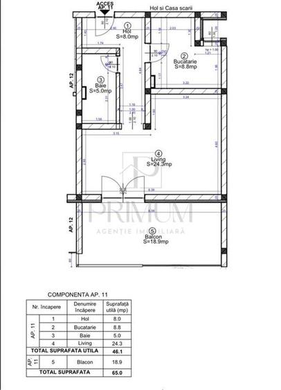 Apartament 1 camera-Decomandat-Mobilat-Utilat-Centrala-Giroc - 1