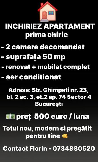 Apartament 2 camere Sect. 4 la prima inchiriere, renovat, zona linista - 1