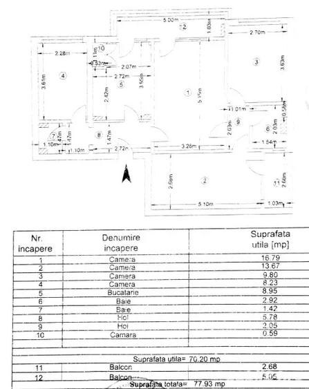Apartament 4 camere, 2 bai, 2 balcoane, 77.93mp total - 6