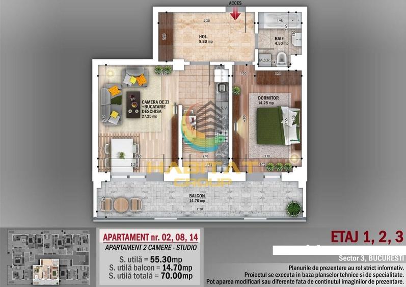 Apartament cu 2 camere semidecomandat în Nicolae Grigorescu