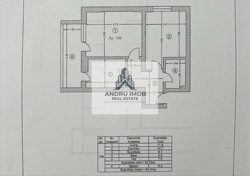 Apartament cu 2 camere decomandat, mobilat în Central