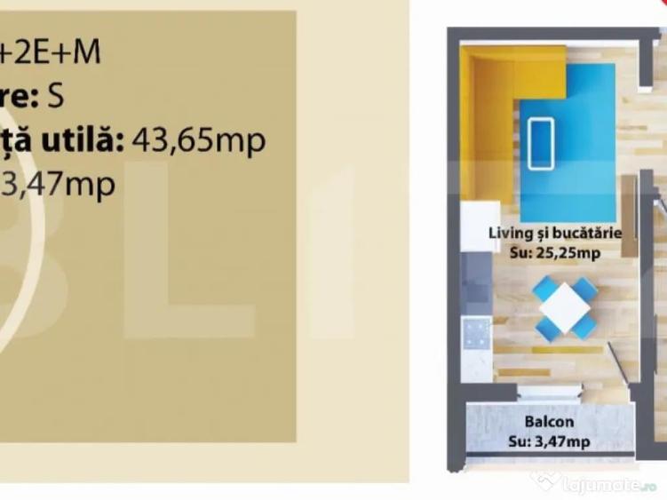 Apartament 2 camere, 43,65 mp, bloc nou, zona Ipotesti - 1