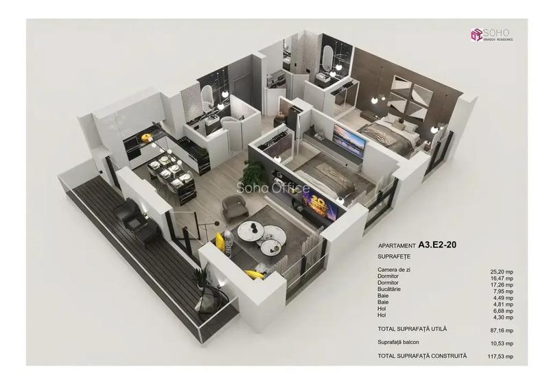 Apartament cu 3 camere decomandat în Tractorul Apartament cu 3 camere decomandat în Tractorul