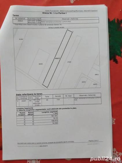 Teren de vanzare in comuna Aduna?ii Copaceni jude?ul Giurgiu tarlaua 45 parcela718 - 1