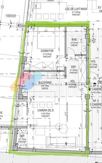 Apartament 2 camere, 60 mp, semifinisat – Someseni - 1