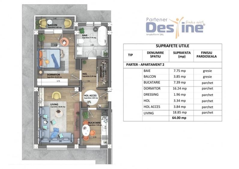 Apartamente noi Visan, COMISION 0%, predare mai 2026, pret 1.350 € + TVA - 6