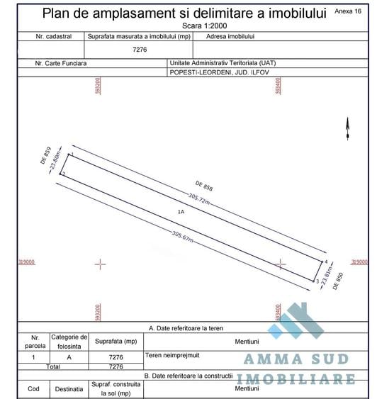 Teren Construcții intravilan de 7276 mp, în Popești-Leordeni