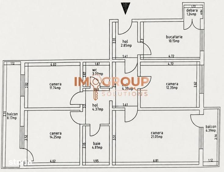 Apartament cu 4 camere decomandat în Gară
