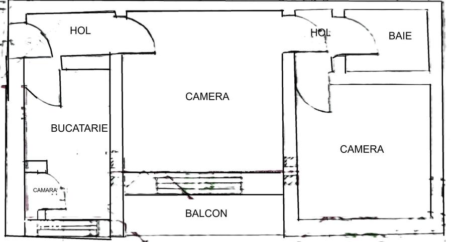 Apartament cu 2 camere semidecomandat în Central