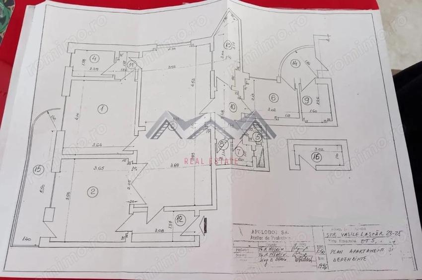 Apartament 3 camere Ultracentral, Str. Vasile Lascar 93,47 mp, etaj 5/8 - 2