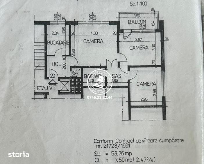 Apartament cu 3 camere semidecomandat în Podu Roș