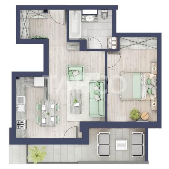 Apartament la parter cat un etaj 1 cu 47 mp utili 2 camere Turnisor - 3