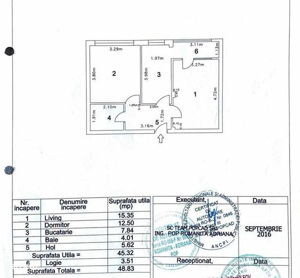 Apartament 2 camereCartierul Verde,Bloc 2016,Etaj 3/3,Loc de parcare - 3