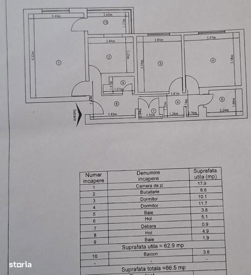 Apartament 3 camere decomandat , Iasi Frumoasa Str Neptun . - 1
