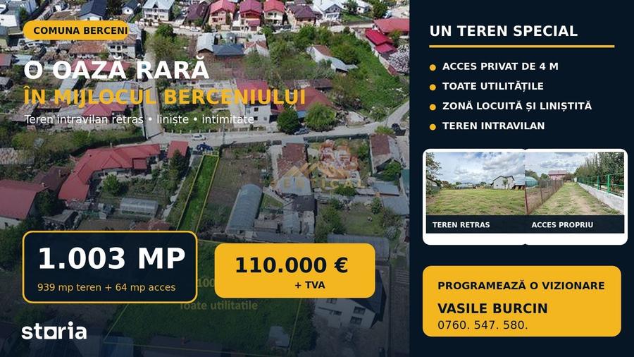 TEREN RAR DE 1.003 MP O OAZA DE VERDEA?A IN MIJLOCUL COMUNEI BERCENI - 1